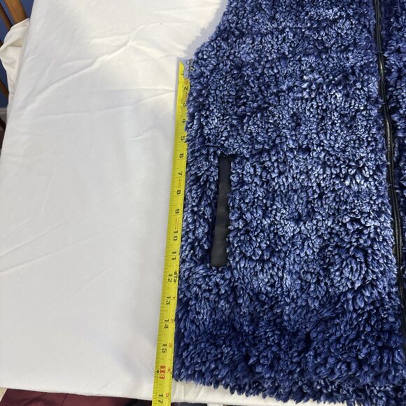Simply Southern Vest Womens L Blue Blue Faux Fur Full Zip Pockets Sleeveless - Picture 10 of 10